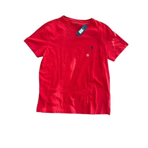 NWT Polo Ralph Lauren Men's Red Classic V Neck T-Shirt Size Small - Picture 2 of 6